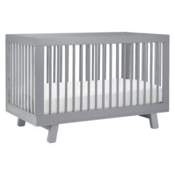 Babyletto Hudson 3-in-1 Convertible Baby Crib - Wooden Baby Bed with 4 Adjustable Mattress Heights - Strong - Grey