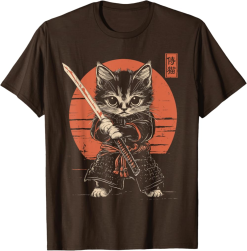 Samurai Cat T-Shirt, Funny Cat Lover Tee