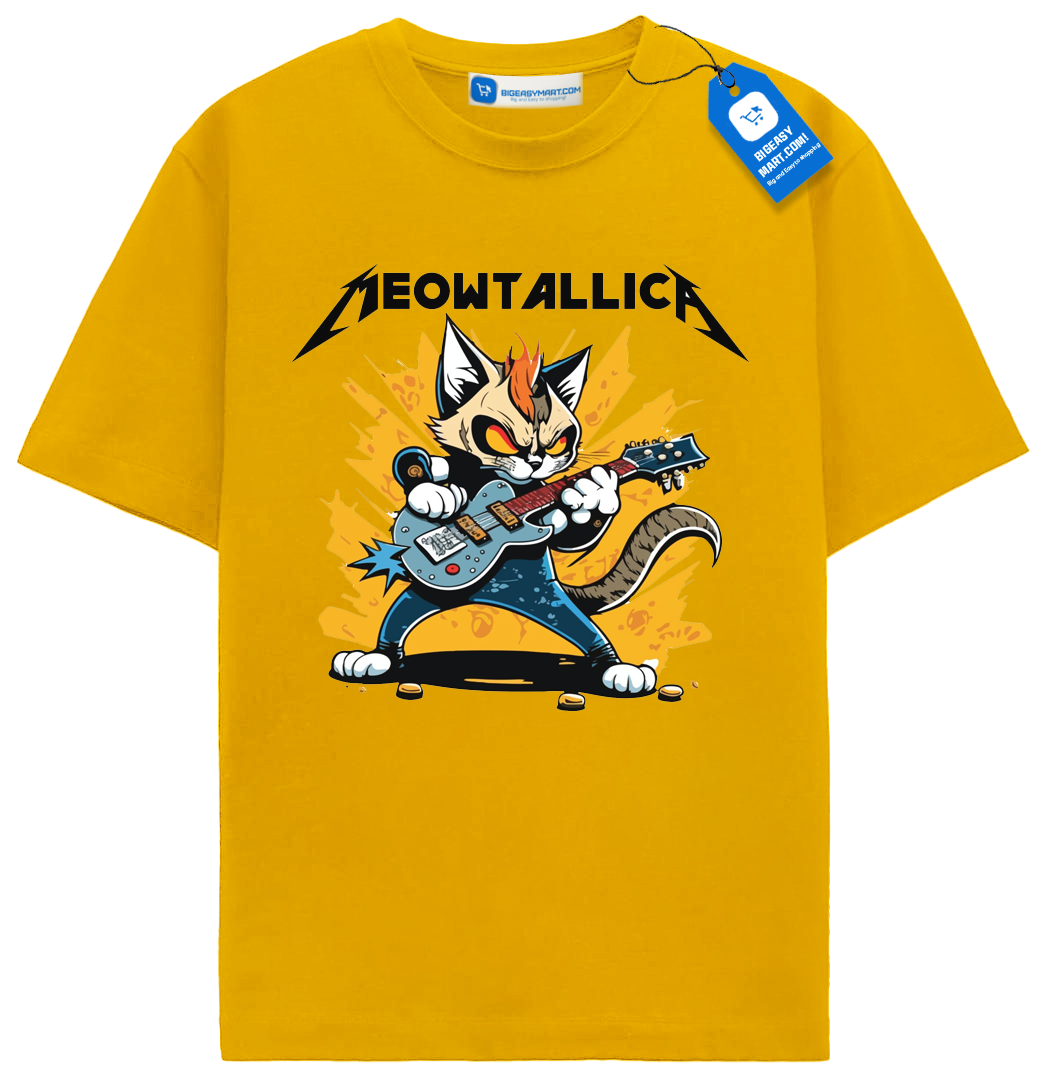 Meowtallica T Shirt, Guitar Cat Tee