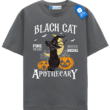 Black Cat Apothecary T Shirt, Vintage Halloween Witchy Cat Tee