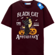 Black Cat Apothecary T Shirt, Vintage Halloween Witchy Cat Tee