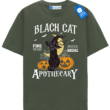 Black Cat Apothecary T Shirt, Vintage Halloween Witchy Cat Tee