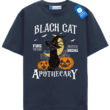Black Cat Apothecary T Shirt, Vintage Halloween Witchy Cat Tee