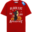 Black Cat Apothecary T Shirt, Vintage Halloween Witchy Cat Tee