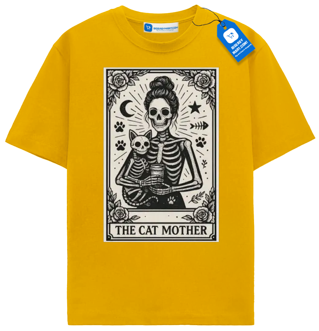 Cat-Tarot-Card-Shirt-The-Cat-Mother-Tee-Gold Cat Tarot Card Shirt, The Cat Mother Tee