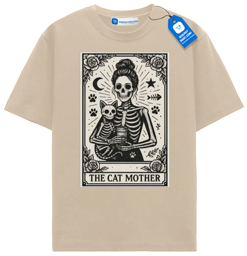 Cat-Tarot-Card-Shirt-The-Cat-Mother-Tee-Sand Cat Tarot Card Shirt, The Cat Mother Tee