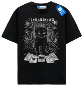 Witchy Cat Tarot T Shirt, Halloween Gift For Cat Lover