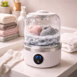 Compact Mini Washing Cup Design Designed specifically for small items such as underwear, socks, and lightweight clothing, helping keep them separate from regular laundry. Portable & Space-Saving Compact size makes it easy to store in bathrooms, bedrooms, or carry during travel and dorm living. Electric Powered Cleaning Uses electric operation to provide consistent washing motion for everyday small-item cleaning. Simple One-Button Operation Easy to operate with minimal setup, suitable for daily use without complex controls. Gentle on Small Garments Designed for delicate items, helping reduce friction compared to washing with larger loads. Versatile Use Scenarios Suitable for home, apartments, dorm rooms, hotels, or travel where space and convenience matter.