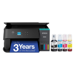 Epson EcoTank ET-2980 Wireless All-in-One Color Supertank Printer, 15 PPM, 1.44" Color Screen, Auto 2-Sided Printing - Black